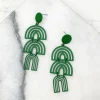 Color Coated Arch Drop Dangle Earrings - Dark Green