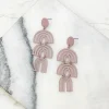 Color Coated Arch Drop Dangle Earrings - Taupe