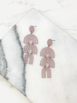 Color Coated Arch Drop Dangle Earrings - Taupe