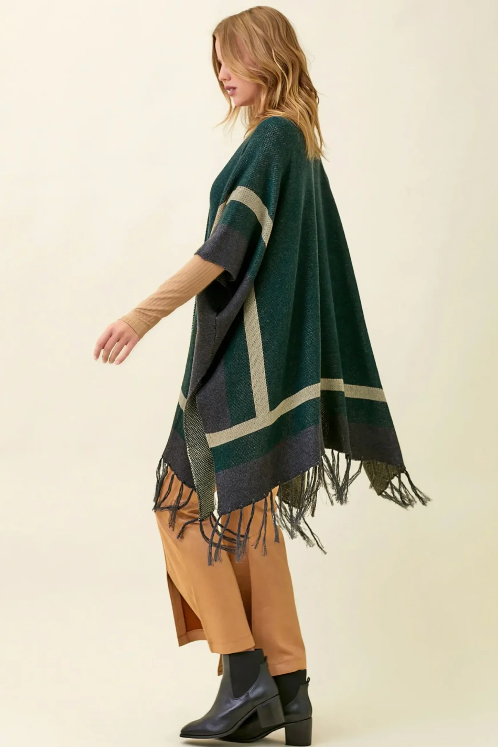 Colorblocked Tassel Kimono by Mystree
