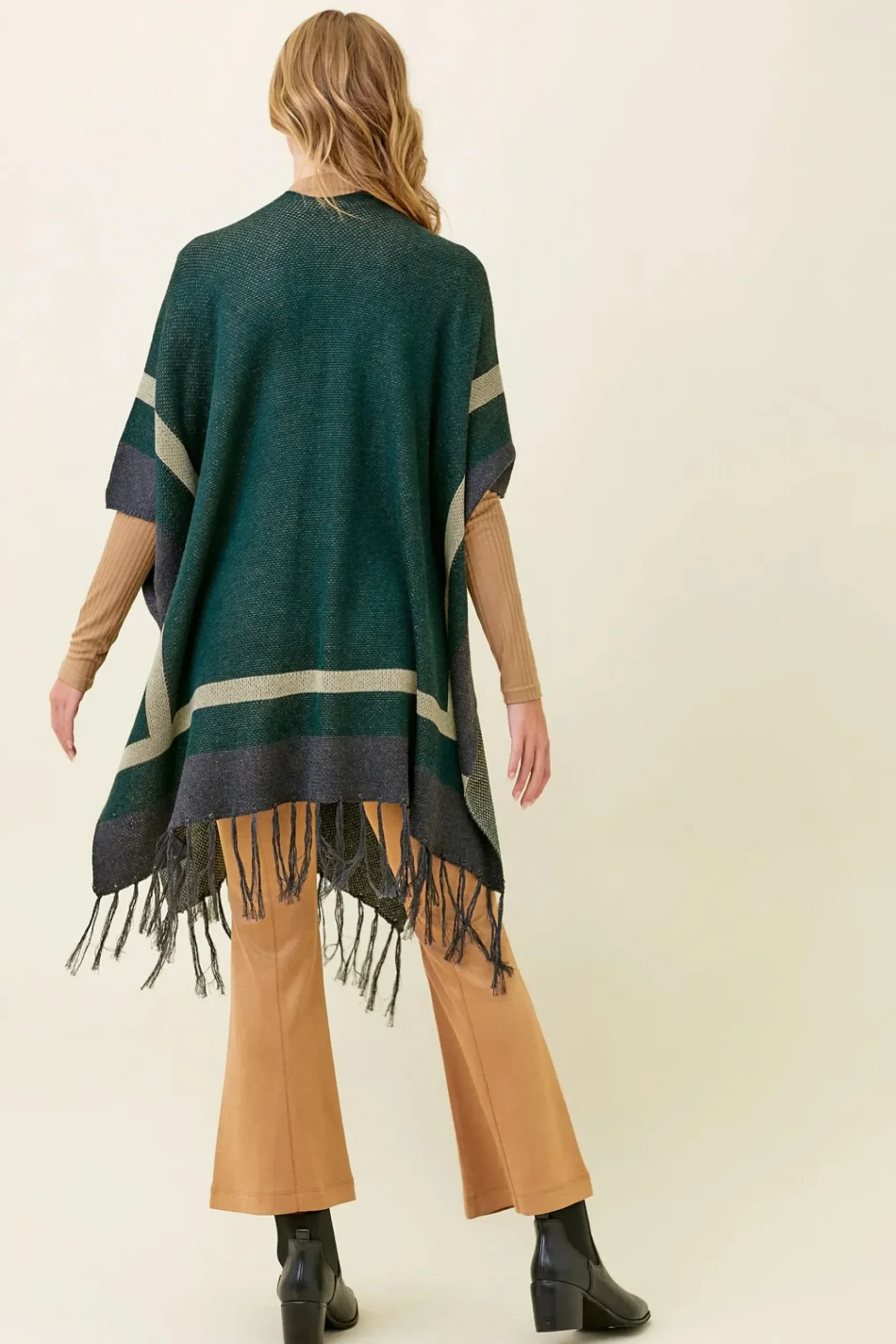 Colorblocked Tassel Kimono by Mystree