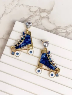 Colored Roller Skate Dangle Earrings - Denim