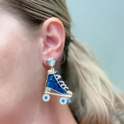 Colored Roller Skate Dangle Earrings - Denim