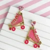 Colored Roller Skate Dangle Earrings - Pink