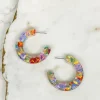 Colorful Clear Resin Hoop Earrings - Multi