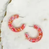 Colorful Clear Resin Hoop Earrings - Pink