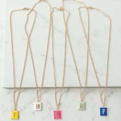 Colorful Gold Enamel Initial Necklace