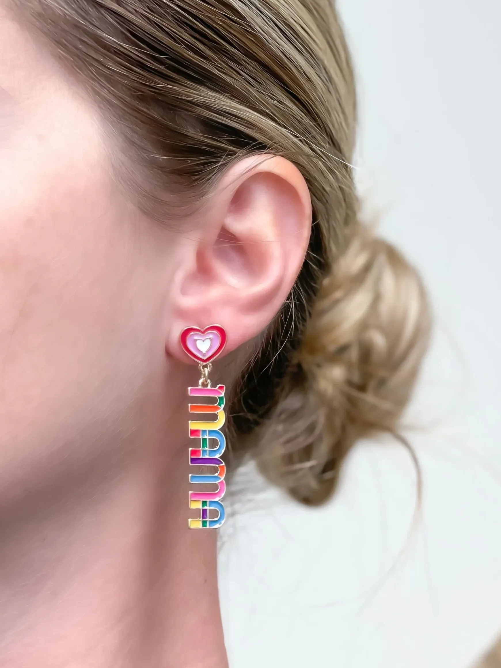 Colorful 'Mama' Epoxy Dangle Earrings