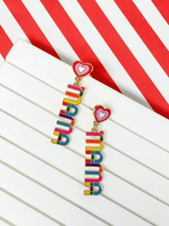 Colorful 'Mama' Epoxy Dangle Earrings