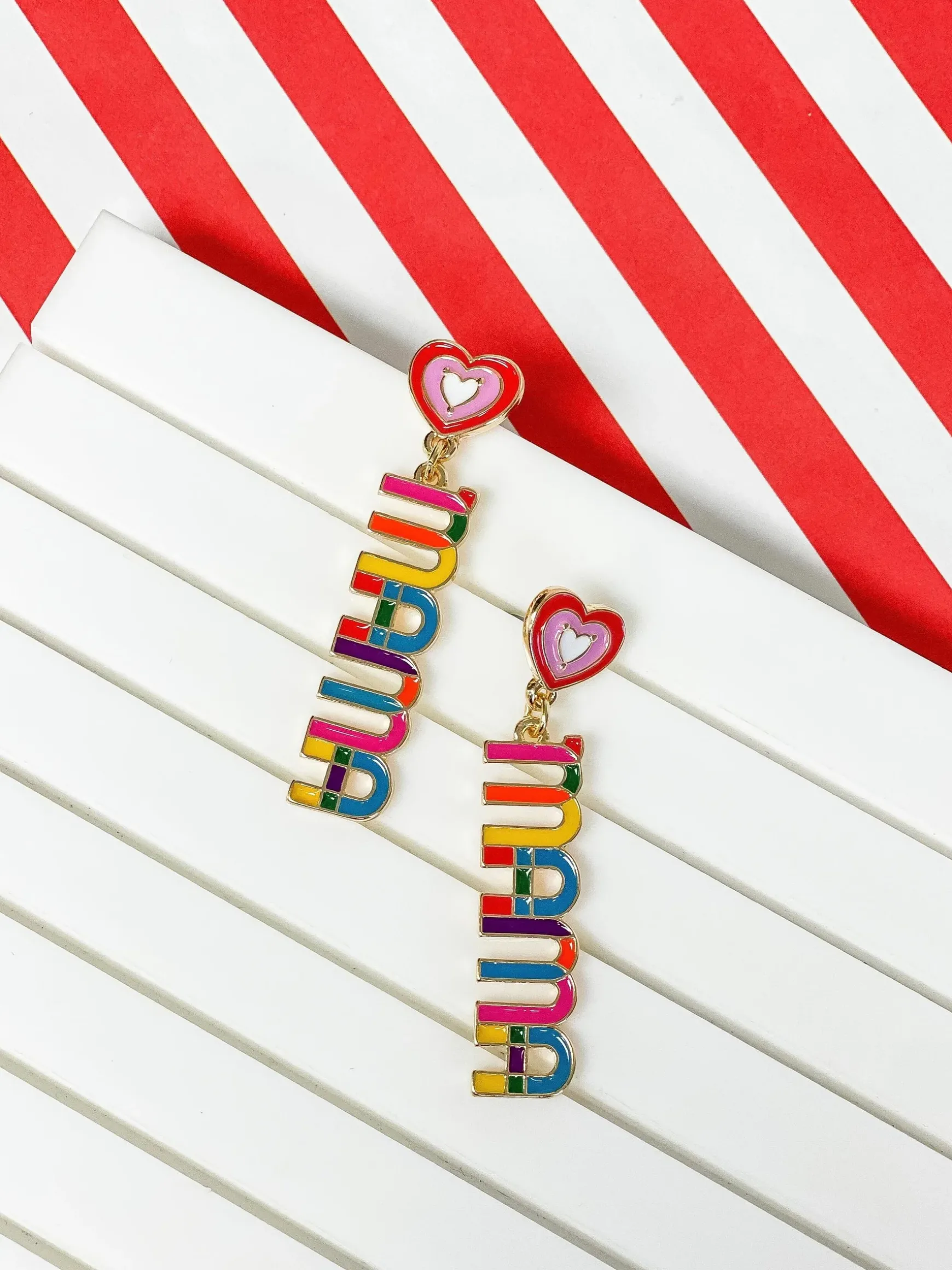 Colorful 'Mama' Epoxy Dangle Earrings