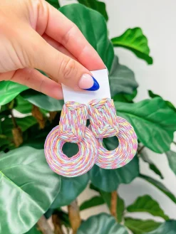 Colorful Raffia Circle Statement Earrings