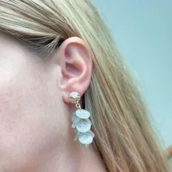 Confetti Disc Cluster Dangle Earrings - White