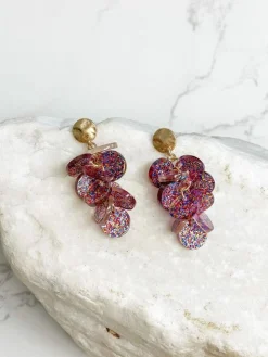 Confetti Disc Cluster Dangle Earrings - Multi