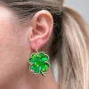 Confetti Glitter Clover Dangle Earrings
