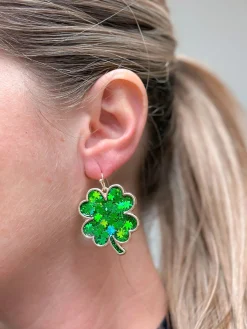 Confetti Glitter Clover Dangle Earrings