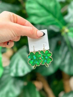 Confetti Glitter Clover Dangle Earrings