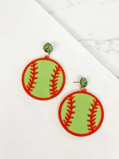 Confetti Post Acrylic Softball Earrings