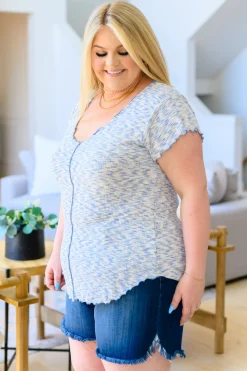 Count Me In Cap Sleeve Top in Blue