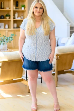 Count Me In Cap Sleeve Top in Blue