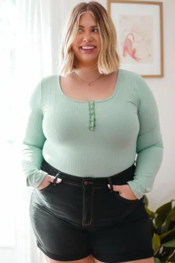 Count On Me Ribbed Bodysuit in Sage