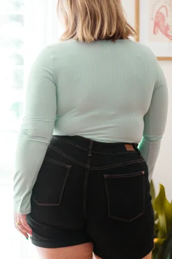 Count On Me Ribbed Bodysuit in Sage