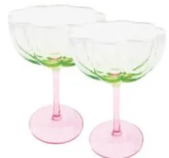 Coupe Glass Set by Lilly Pulitzer - Jade Lime/Pink Muse Ombre