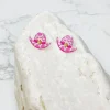 Cow Print Cowboy Hat Stud Earrings - Pink