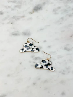 Cow Print Rodeo Hat Dangle Earrings