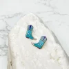 Cowboy Boot Acrylic Stud Earrings - Blue