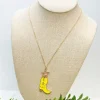 Cowboy Boot Pendant Necklace - Yellow