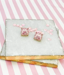 Cowgirl Disco Printed Glass Stud Earrings