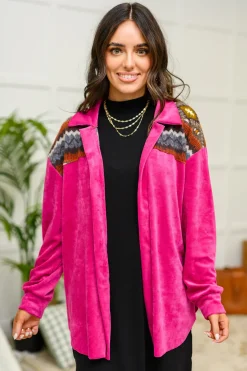 Cozy Cabin Days Sweater in Magenta