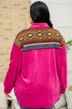Cozy Cabin Days Sweater in Magenta