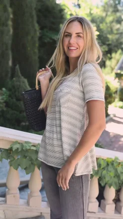 Cozy In Stripes Top in Gray
