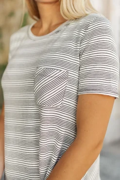 Cozy In Stripes Top in Gray