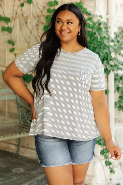 Cozy In Stripes Top in Gray