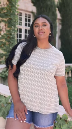 Cozy In Stripes Top in Gray