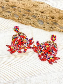 Crab Beaded Dangle Earrings - Multi