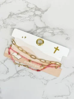 Cross Bracelet Set - Pink