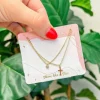 Cross Pendant Necklace Set - Gold