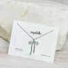 Crystal Bow Pendant Necklace - Silver
