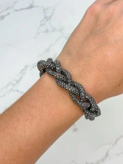 Crystal Braided Magnetic Bracelet - Hematite