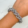 Crystal Braided Magnetic Bracelet - Silver