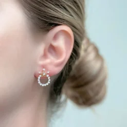 Crystal Crown Stud Earrings - Gold