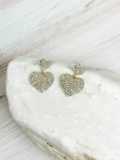 Crystal Heart Drop Earrings