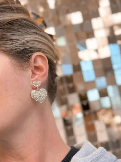 Crystal Heart Drop Earrings