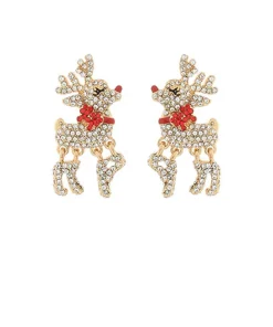 Crystal Reindeer With Dangle Legs Earrings