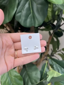 Crystal Zirconia Pave Hummingbird Studs - White Gold