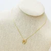 Cubic Zirconia Angel Wings Pendant Necklace - Gold