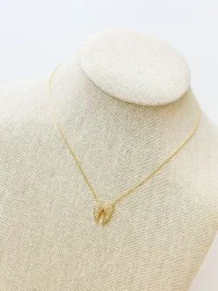 Cubic Zirconia Angel Wings Pendant Necklace - Gold
